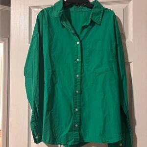 Altar'd State Emerald Button-Up Blouse